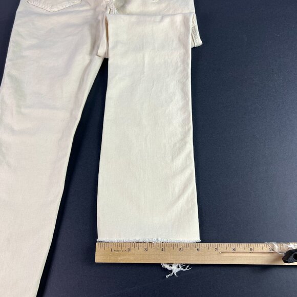 Mother Jean Women 27x26* High Waisted Rascal Ankle Fray Ivory White Denim Tag 27 - Picture 11 of 16